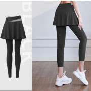 拼色假兩件瑜伽褲裙Legging