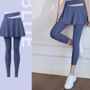 拼色假兩件瑜伽褲裙Legging